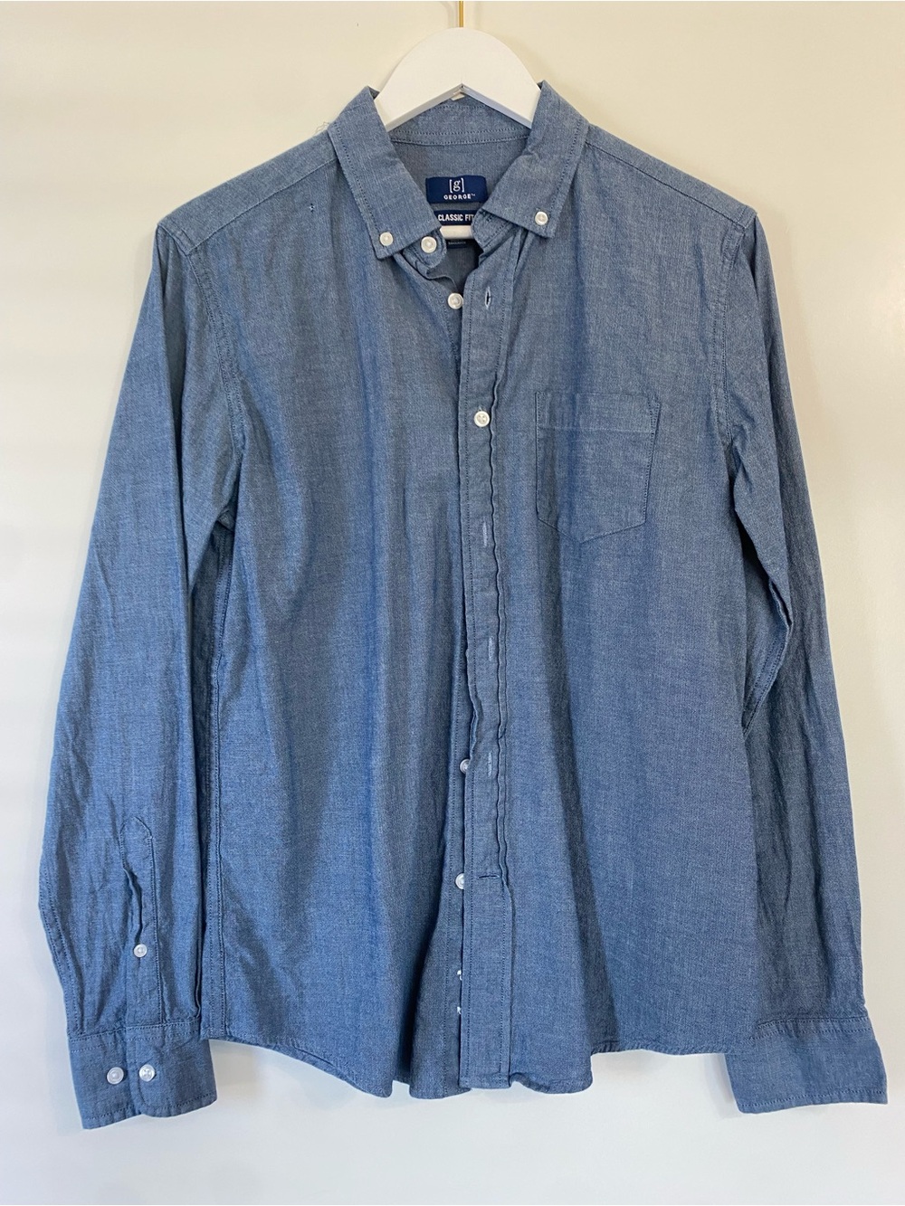 George Men's Button-Down Shirt in Chambray Blue